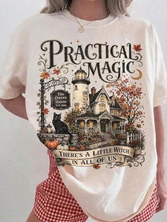 Comfort Colors Tops - Practical Magic White Graphic Tee - 'There's a Little Witch in All of Us'